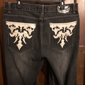 South Pole Black Jeans with design mens size 36/30